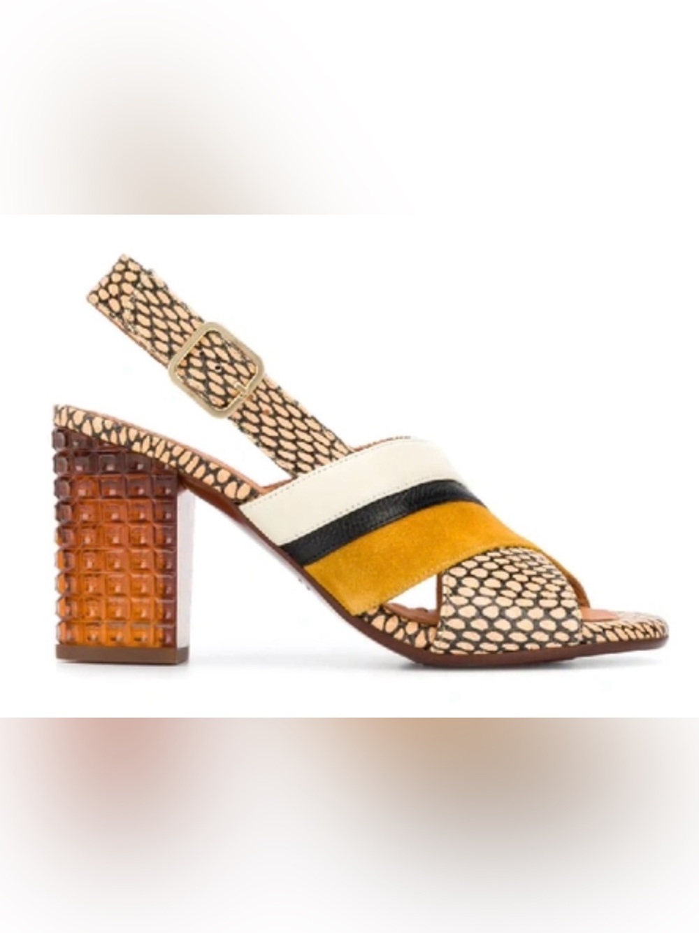 Chie Mihara Kera 90mm Amber Studded Heel Slingback Sandals Size 37/ US 7